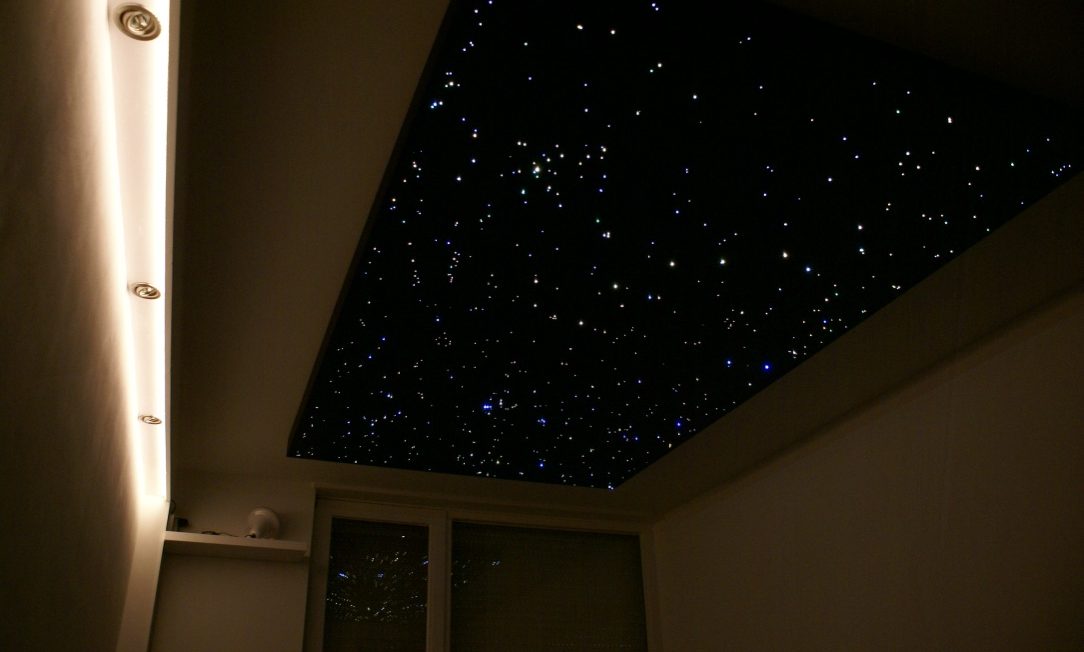 Fiber optic star ceiling panels LED lighting bedroom design tiles boards realistic MyCosmos