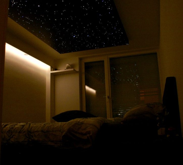 Fiber optic star ceiling panels LED lighting bedroom design tiles realistic boards MyCosmos
