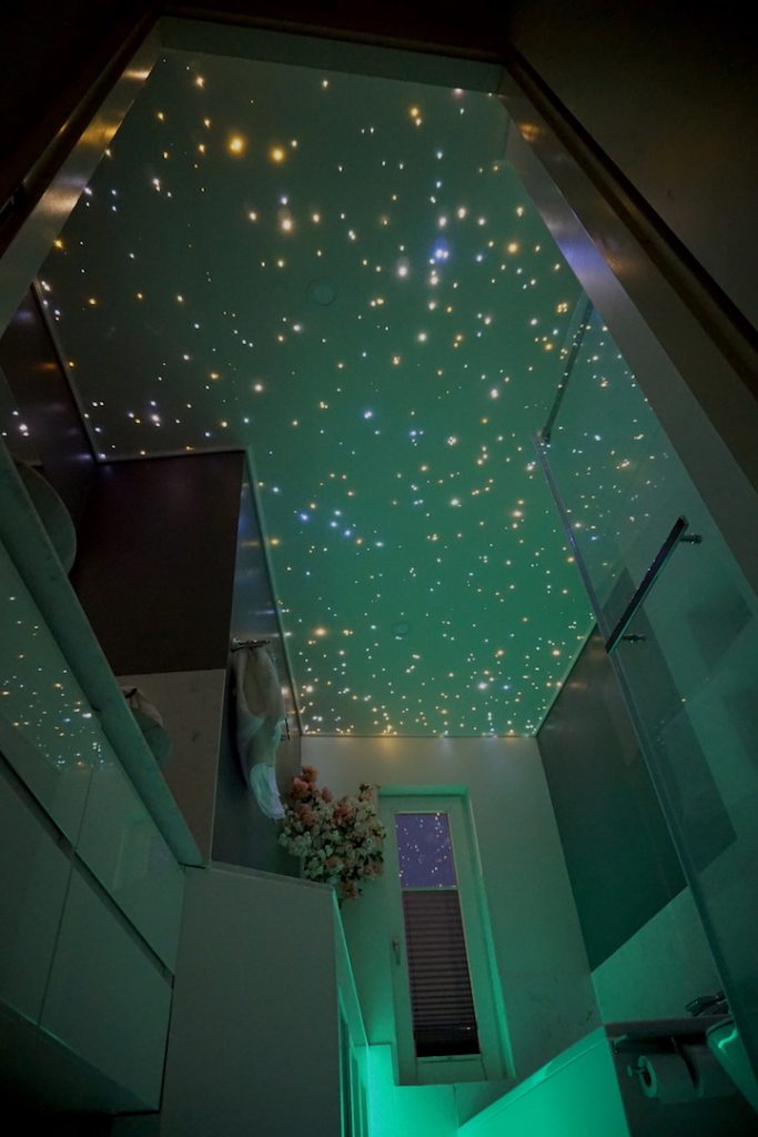 Seamless bathroom twinkling luxurious star ceiling MyCosmos