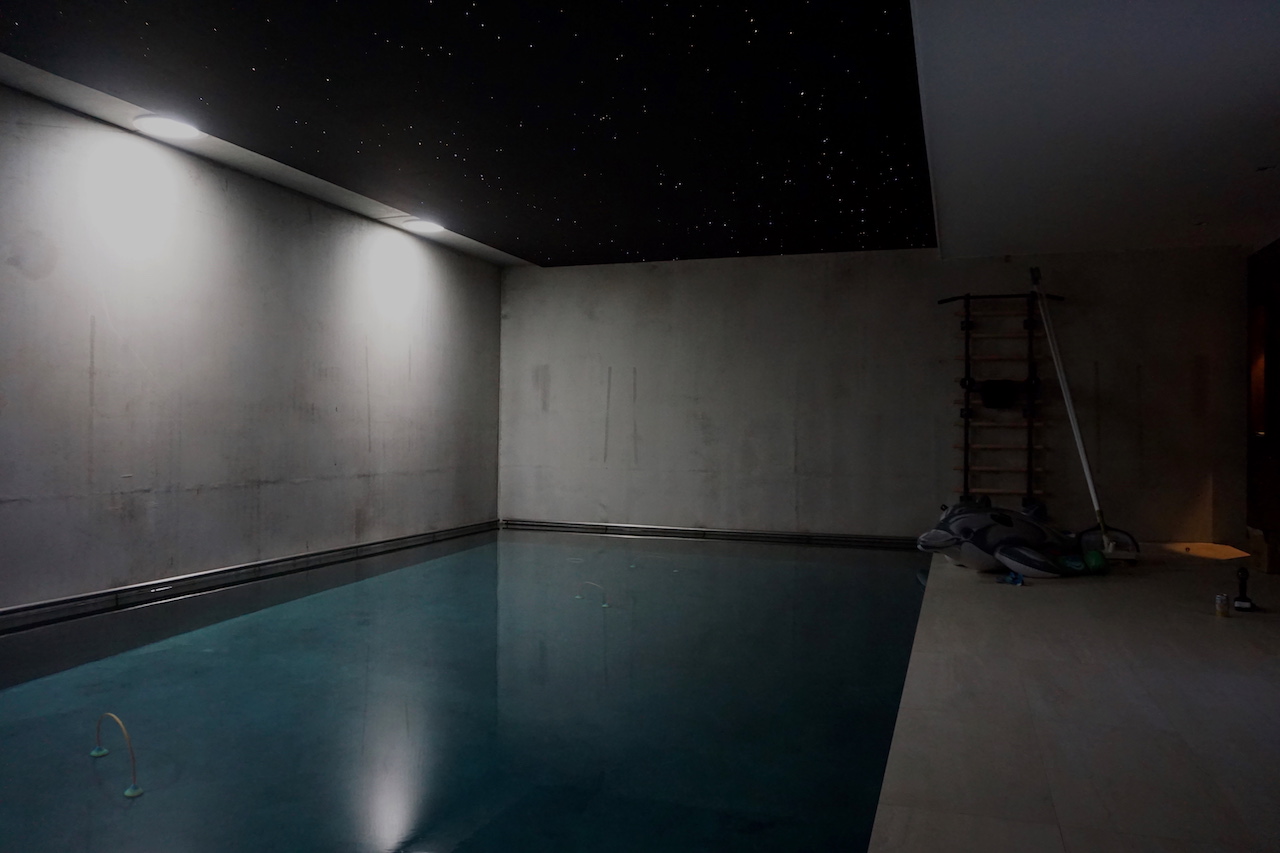 zwimming pool fiber optic star ceiling MyCosmos panels led starry night sky light lightning galaxy jacuzzi