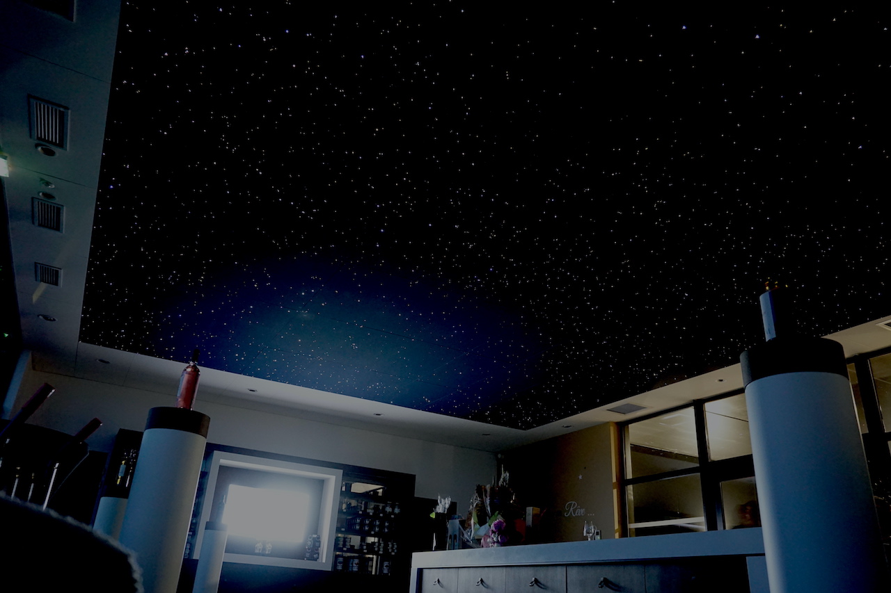sterrenhemel plafond verlichting led glasvezel mycosmos wijn winkel
